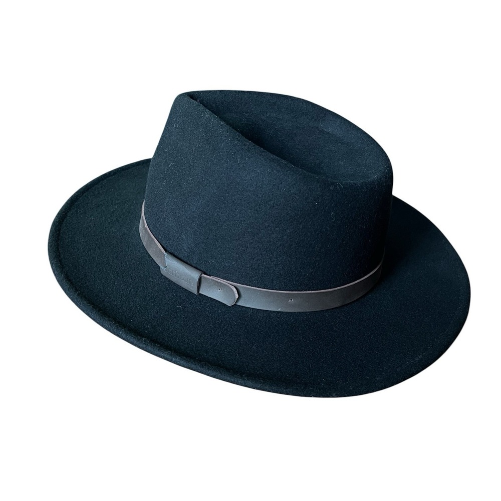 Barbour Crushable Bushman Hat Black Wool Felt Fedora MHA0007BK11 Size Large L